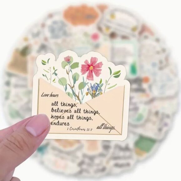 50pcs Bible Verse Stickers Psalms & Proverbs - Reusable Vinyl Decals - Picture 4 of 7